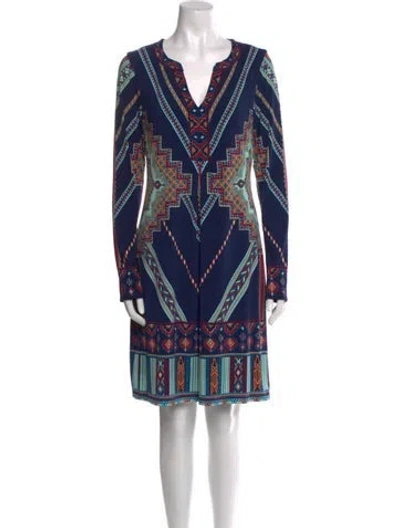 Pre-owned Hale Bob Printed Mini Dress In Blue
