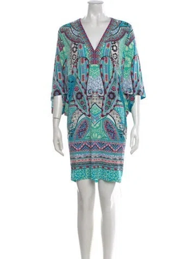 Pre-owned Hale Bob Printed Mini Dress In Blue