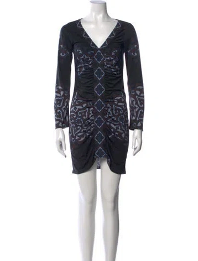 Pre-owned Hale Bob Printed Mini Dress In Blue