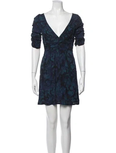 Pre-owned Hale Bob Printed Mini Dress In Blue