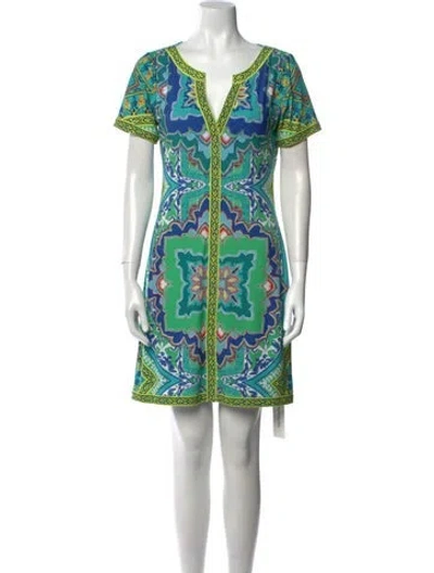 Pre-owned Hale Bob Printed Mini Dress In Green