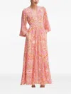 Hale Bob Printed V-neck Maxi Dress In Pink