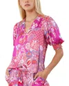 Hale Bob Printed V-neck Silk-blend Top