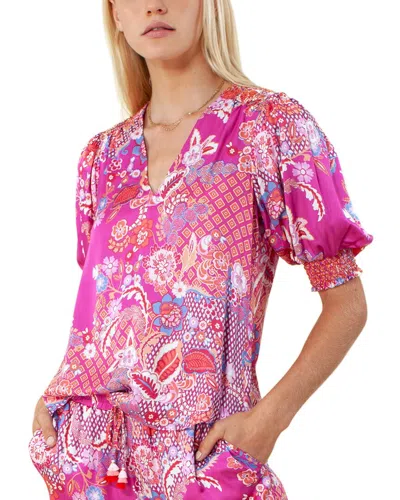 Hale Bob Printed V-neck Silk-blend Top