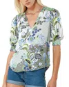 Hale Bob Printed V-neck Silk-blend Top