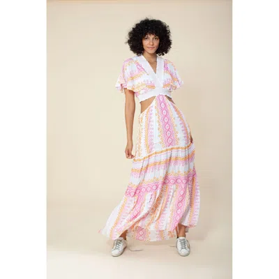 Hale Bob Pruie Embroidered Cut-out Maxi Dress In Pink