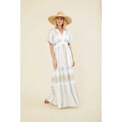 Hale Bob Pruie Embroidered Maxi In White