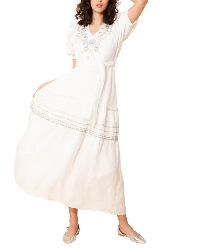Hale Bob Puff Sleeve Linen-blend Maxi Dress In White