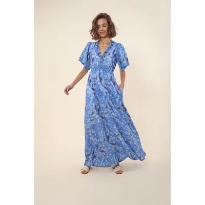 Hale Bob Rhona Linen Maxi Dress In Blue