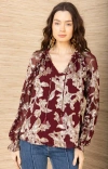 Hale Bob Robin Lurex Chiffon Top In Red
