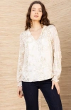 Hale Bob Robin Lurex Chiffon Top In White