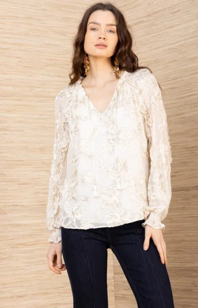 Hale Bob Robin Lurex Chiffon Top In White