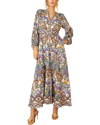 Hale Bob Ryann Linen Maxi Dress In Animal Print
