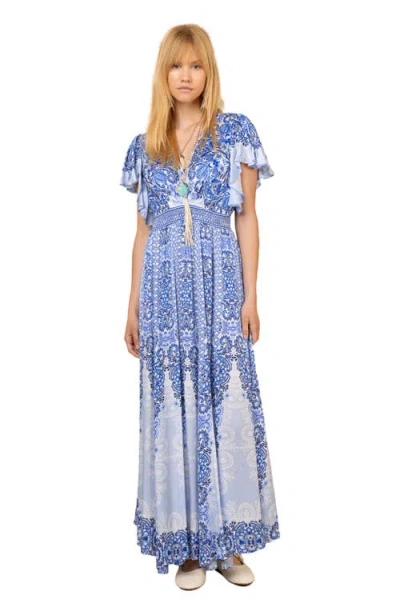 Hale Bob Sandra Charmeuse Dress In Blue