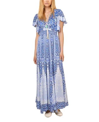Hale Bob Sandra Charmeuse Dress In Blue