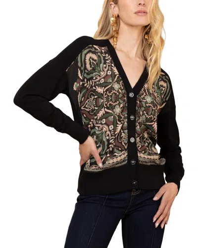 Hale Bob Scarlette Silk Cardigan In Black
