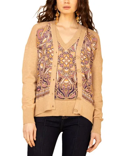 Hale Bob Scarlette Silk Cardigan In Brown