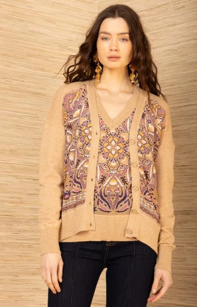 Hale Bob Scarlette Silk Cardigan In Neutral