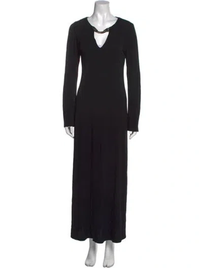 Pre-owned Hale Bob Scoop Neck Long Dress In Black