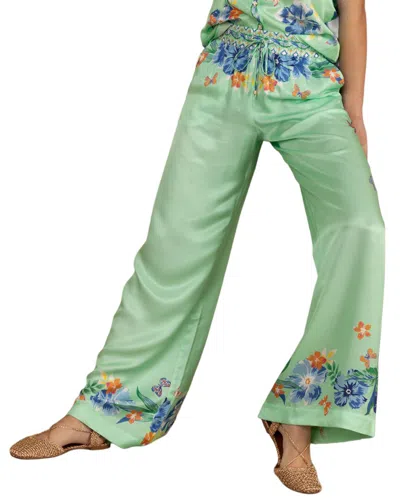 Hale Bob Selene Silk-blend Pant In Green