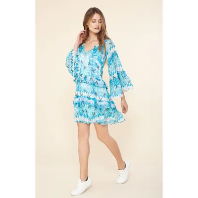 Hale Bob Selina Tiered Ruffle Dress In Blue