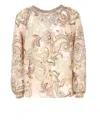 Hale Bob Silk Blend Blouse With All-over Paisley Pattern In Brown