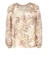 Hale Bob Silk Blend Blouse With All-over Paisley Pattern In Brown