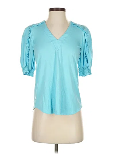 Pre-owned Hale Bob Short Sleeve Blouse In Blue