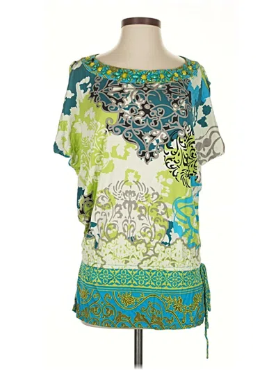 Pre-owned Hale Bob Short Sleeve Blouse In Green