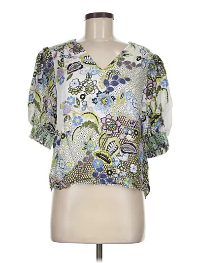 Pre-owned Hale Bob Short Sleeve Blouse In Green