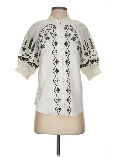 Pre-owned Hale Bob Short Sleeve Blouse In Ivory