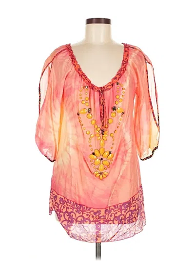Pre-owned Hale Bob Short Sleeve Blouse In Orange