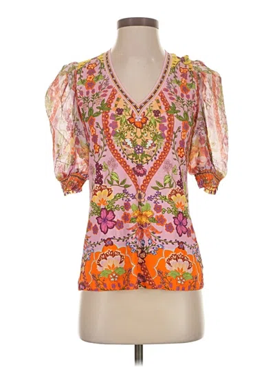 Pre-owned Hale Bob Short Sleeve Blouse In Orange