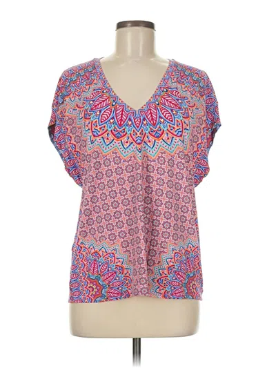 Pre-owned Hale Bob Short Sleeve Blouse In Pink
