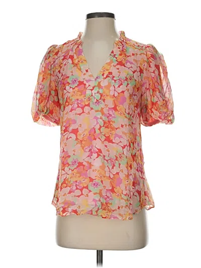 Pre-owned Hale Bob Short Sleeve Blouse In Pink
