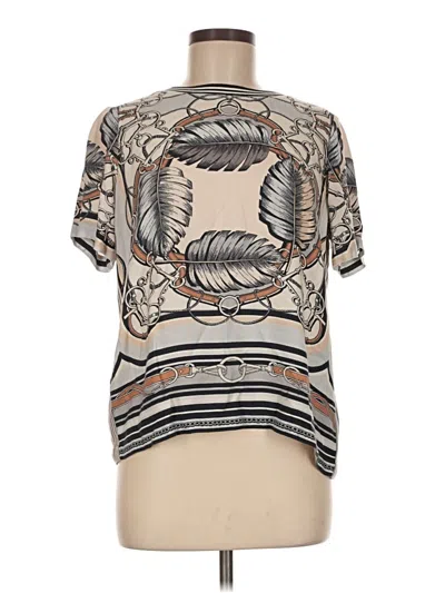Pre-owned Hale Bob Short Sleeve Blouse In Tan