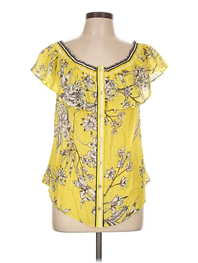 Pre-owned Hale Bob Short Sleeve Blouse In Yellow