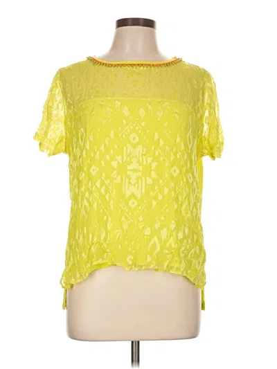 Pre-owned Hale Bob Short Sleeve Blouse In Yellow