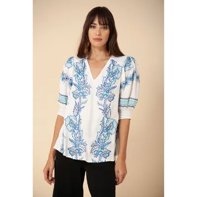 Hale Bob Sienna Smocked Top In Blue