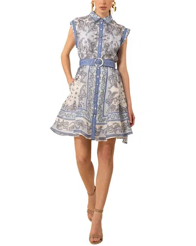Hale Bob Silk & Linen-blend Holland Mini Dress In Blue
