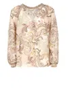 Hale Bob Silk Blend Blouse With All-over Paisley Pattern In Brown