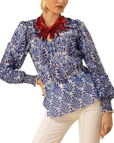 Hale Bob Silk-blend Cheyenne Blouse In Blue