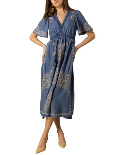 Hale Bob Silk-blend Katalina Midi Dress In Blue