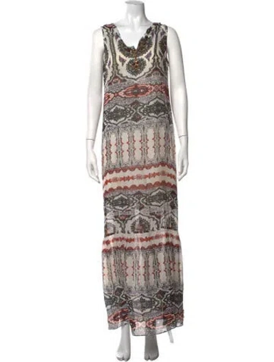 Pre-owned Hale Bob Silk Long Dress In Multicolor