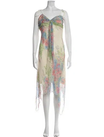 Pre-owned Hale Bob Silk Midi Length Dress In Multi