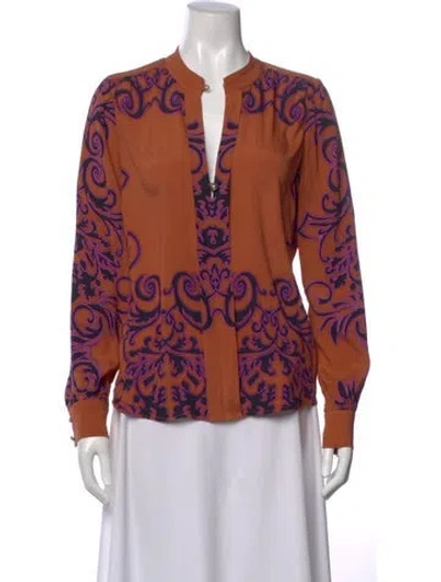 Pre-owned Hale Bob Silk Printed Blouse In Multi
