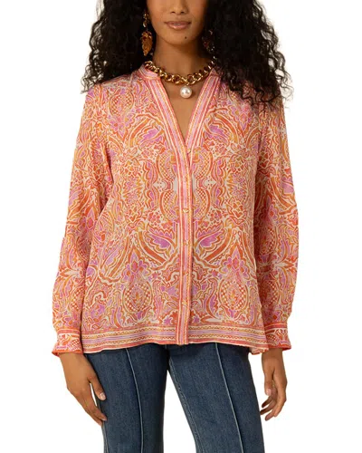 Hale Bob Silk Yaretzi Blouse In Orange