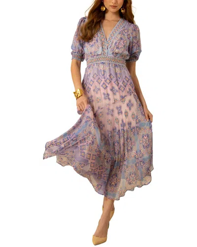 Hale Bob Silk-blend Malaya Midi Dress In Purple