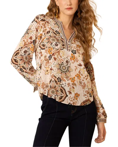 Hale Bob Skye Silk Blouse In Neutral