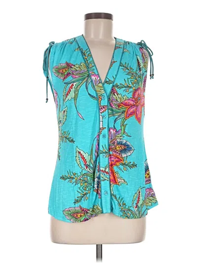 Pre-owned Hale Bob Sleeveless Blouse In Teal